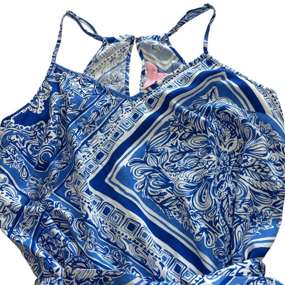 Lilly Pulitzer Dusk Blue Crush Romper Sz Small Lightweight Spring Summer Beach - Picture 5 of 12